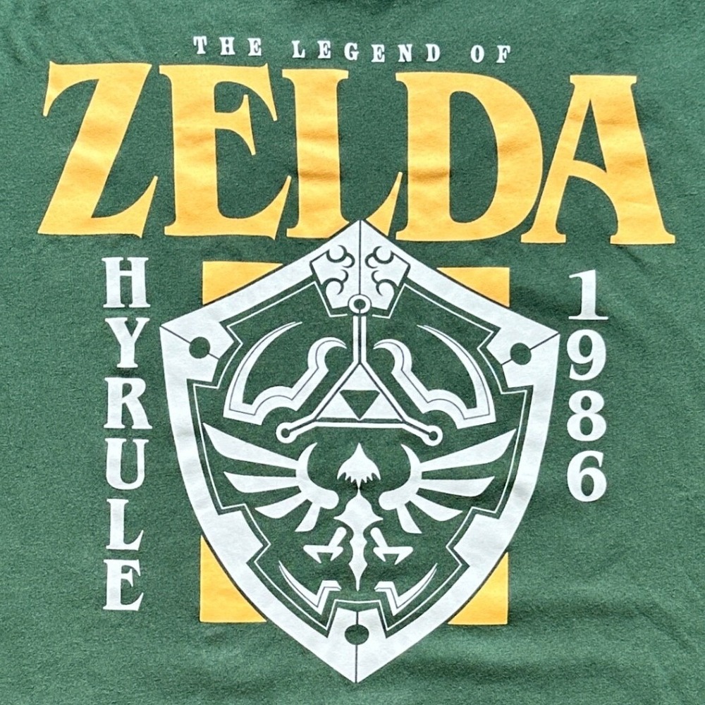 The Legend of Zelda Long Sleeve Graphic Tee Green Large Cosplay Gamer Nintendo